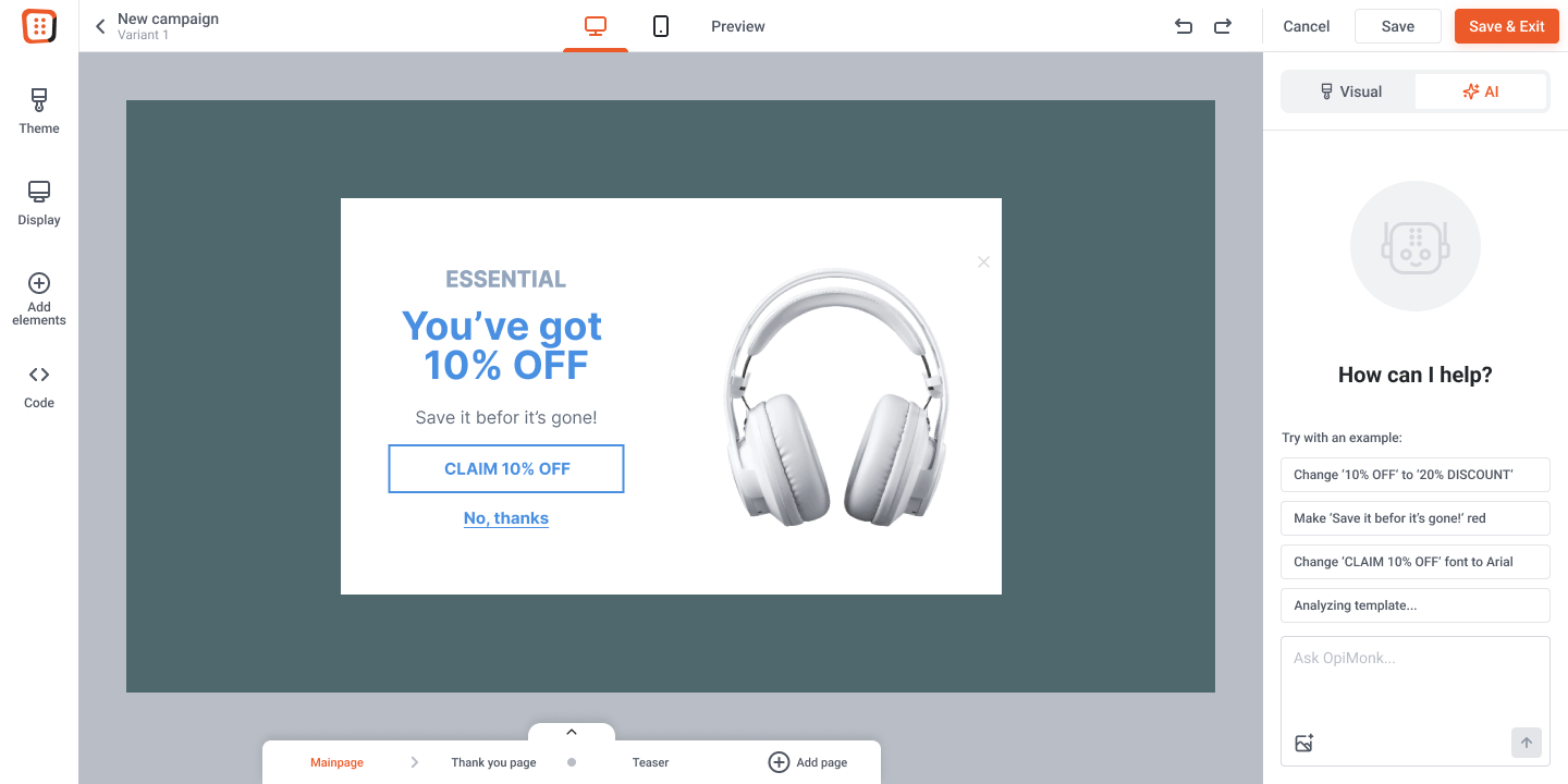 OptiMonk Smart Editor