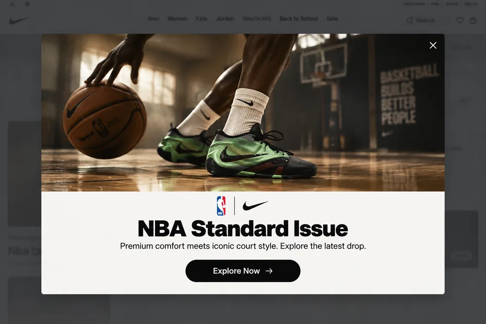 New collection popup on a store page