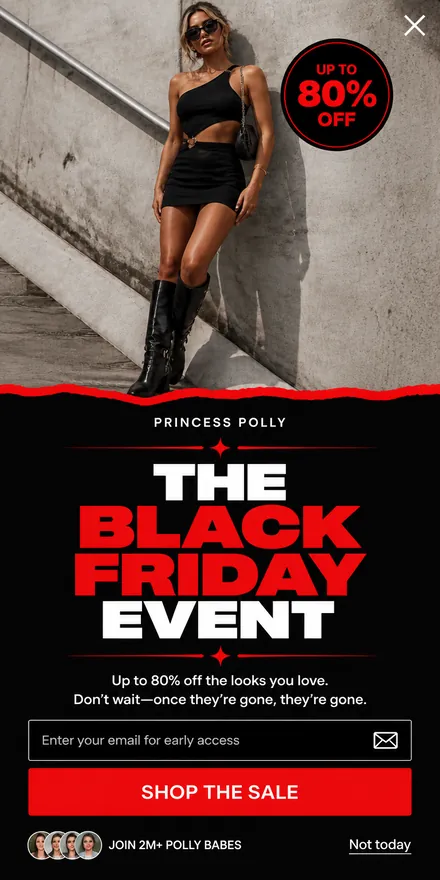 Black Friday popup on a phone