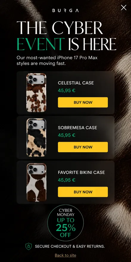 Black Friday popup on a phone