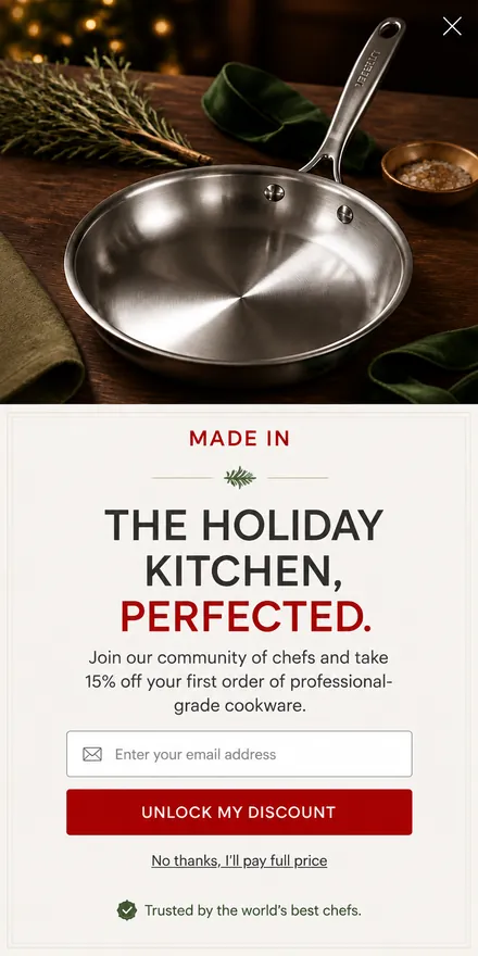 Christmas popup on a phone