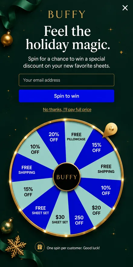 Christmas popup on a phone