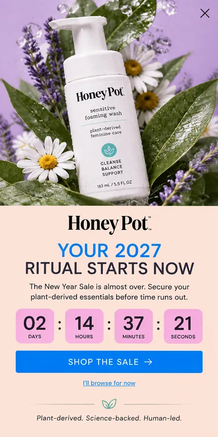 New Year popup on a phone