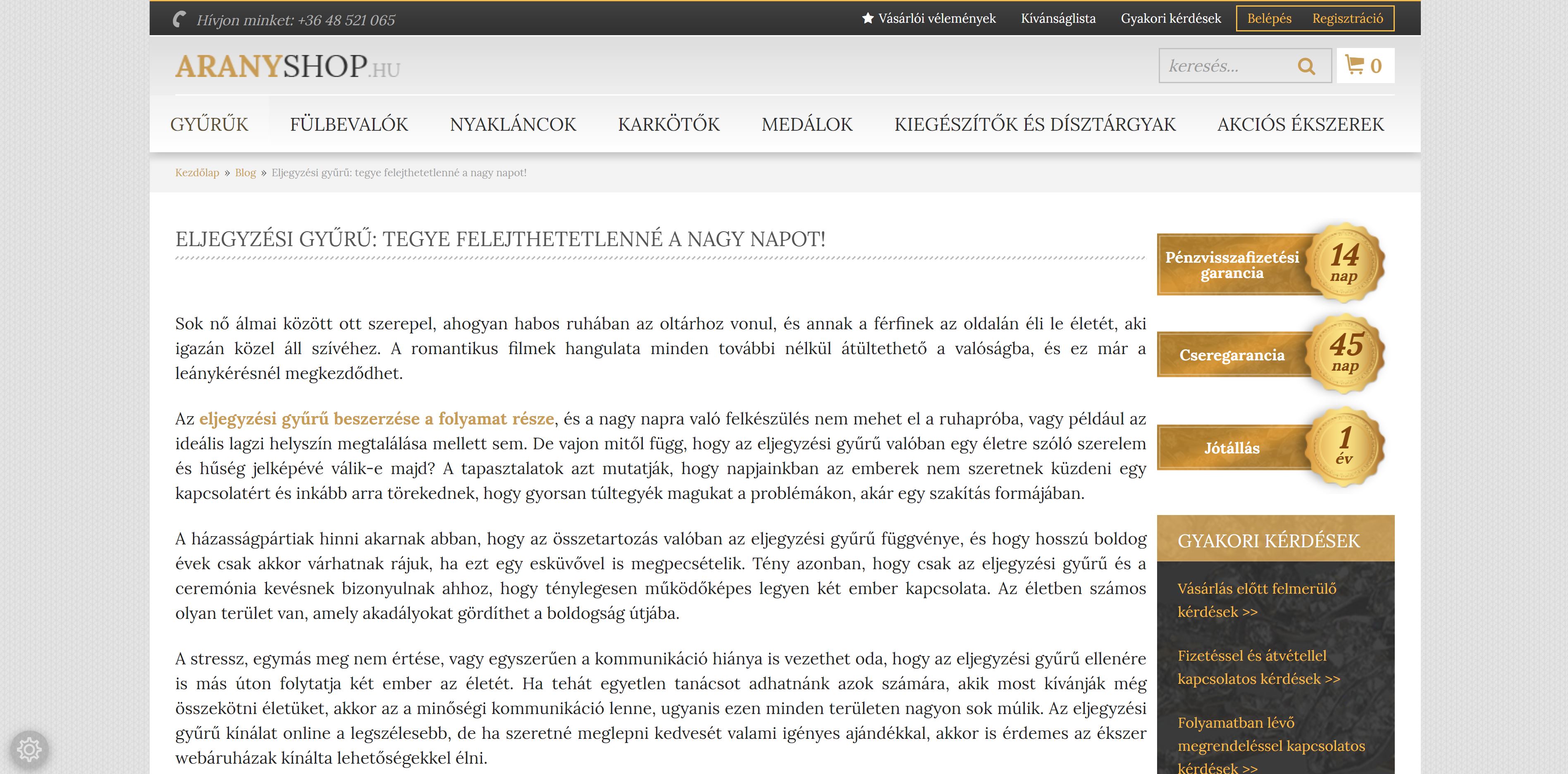 aranyshop blog pelda - Konverzióoptimalizálás az e-kereskedelemben: Útmutató kezdőknek (és haladóknak)