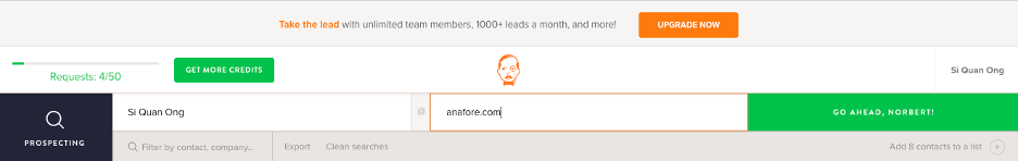 Search example on VoilaNorbert, the growth hacking tool