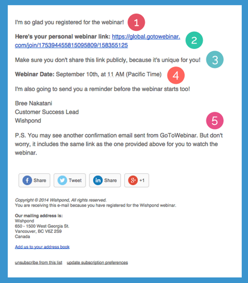 confirmation email wishpond - Confirmation email best practices and examples
