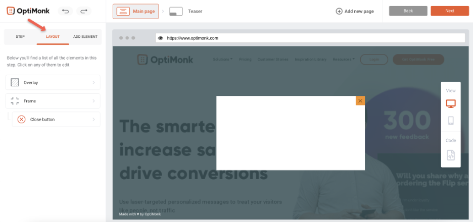 Layout options for custom popup