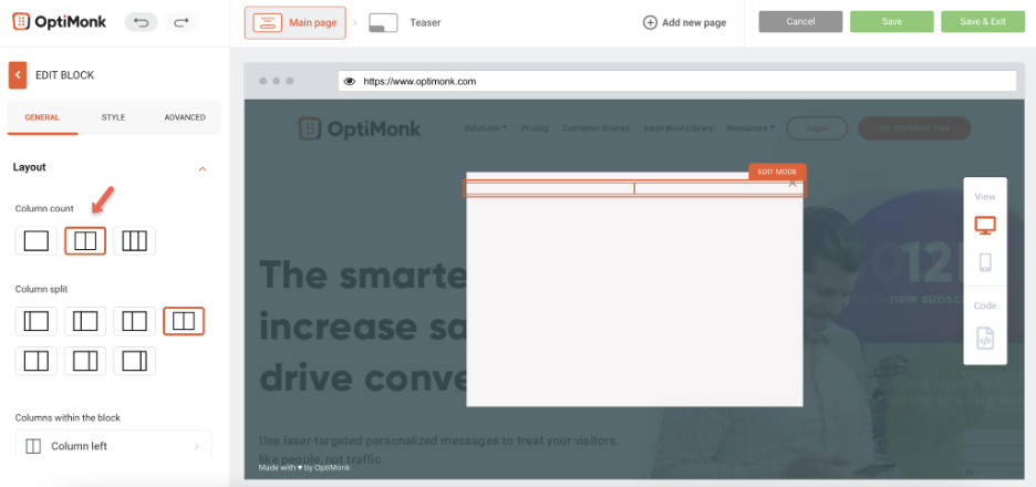 Adding a column to popup