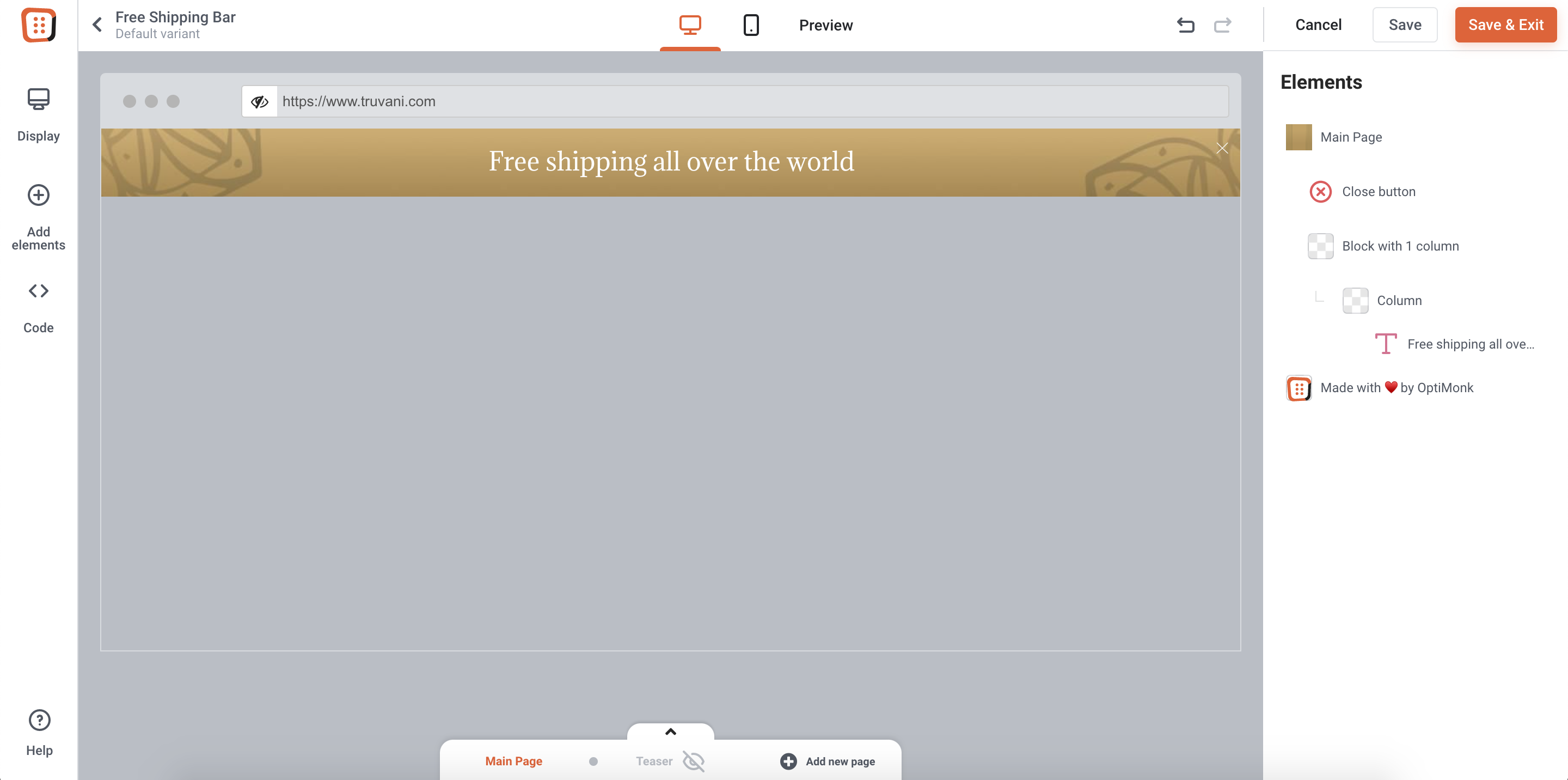 free shipping bar default - <img src="https://cdn-sales.optimonk.com/wp-content/uploads/tactic-014.jpg"><cite><span class="i">intermediate</span><p><b>+5%</b>conversion rate</p></cite>Localized Shipping Bar<small>Personalize your shipping bars based on location</small><div><p><b>Industry</b>Ecommerce</p><p><b>Type</b>Overlay</p></div>