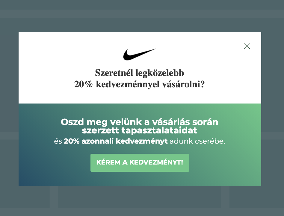7 nagyszerű popup, melyre minden webshopnak szüksége van visszajelzes nike popup - 7 nagyszerű popup, melyre minden webshopnak szüksége van
